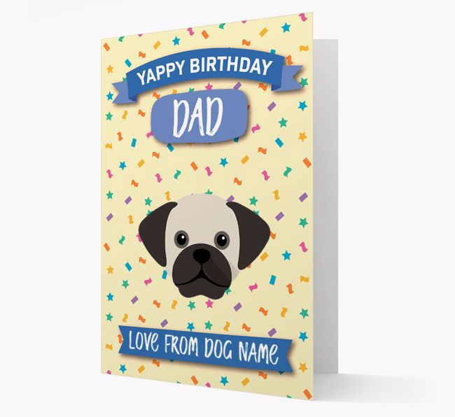 Personalized Card 'Yappy Birthday Dad' with {breedCommonName} Icon